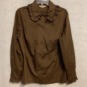 NEW FASHION Creation Vintage Brown Ruffled Blouse